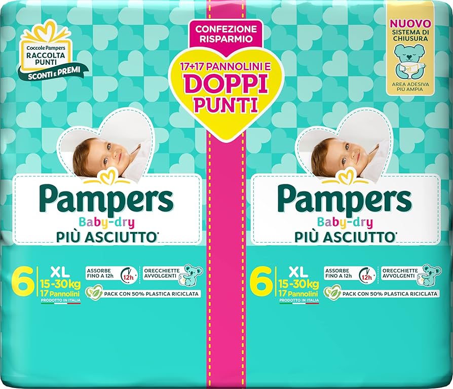 Pampers Baby Dry e Mutandino Extra Pack a €25,90